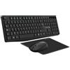 Lustrens Set di tastiera e mouse wireless + tappetino | Tastiera ergonomica con mouse ottico da 1600 DPI