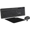 Lustrens Tastiera e mouse wireless da 2,4 GHz - Layout QWERTZ tedesco - Tasti silenziosi