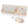 Lustrens Tastiera e mouse wireless, design da macchina da scrivere con tastierino numerico, ergonomici e colorati