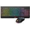 Lustrens Set di tastiera e mouse ottici wireless con retroilluminazione RGB, ergonomici e con tecnologia anti-ghosting