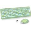 Lustrens Set di tastiera e mouse wireless colorati, 2.4 GHz, stile macchina da scrivere vintage