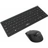 Lustrens Tastiera e mouse wireless compatti - design ultrasottile - ergonomici - compatibili con Windows - layout AZERTY, colore nero