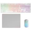Lustrens Set da gioco wireless, composto da tastiera retroilluminata FRGB, mouse con sensore RGB da 3200 DPI e tappetino per mouse antiscivolo