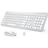 Lustrens Tastiera e mouse wireless, ricaricabili, con layout QWERTZ tedesco