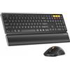 Lustrens Set di tastiera e mouse wireless, con layout QWERTY americano