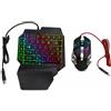 Lustrens Tastiera da gioco e mouse ergonomici per l'uso con una sola mano, con adattatore