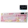 Lustrens Tastiera meccanica con schermo, 96%, batteria da 10000mAh, tastiera da gioco wireless per PC/Mac (rosa, interruttore Creamy Jade)