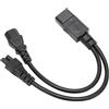 Lustrens Cavo adattatore splitter per alimentazione, con una presa IEC C14 e due uscite C13 e C5. Adatto per una corrente di 10A e una tensione di 250V