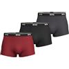 BOSS Set 3 Boxer Aderenti in Cotone Elasticizzato, Nero con Elastico Colorato
