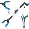 Kekoy pinza raccogli oggetti pieghevole piccola e robuste 66 cm | bastone con pinza leggera in lega di alluminio, testa girevole a 360°, punta magnetica, per anziani e disabili, blu cielo