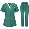 Generico Divisa Infermiere Donna Divisa Sanitaria Set con Casacca e Pantalone Medico | Scrub Medico Donna, Completo Due Pezzi, Tasche Capienti, Linea Professionale, Adatto a Cliniche, Ospedali e Studi Medici