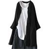 TDEOK Cardigan da donna, estivo, lungo, in lino, oversize, in lino, a maniche lunghe, estive, casual, maglietta leggera, elegante, a tunica, tinta unita, con tasche