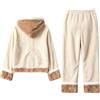 Generico Set Pigiama Natalizio Donna in Pile, 2 Pezzi con Felpa con Cappuccio E Pantaloni, Abbigliamento da Casa Caldo Invernale per Famiglia