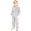 Generico Tuta intera bambino con cappuccio e zip frontale,tuta in tessuto peloso a maniche lunghe,tuta unisex per attività indoor e uscite di mezza stagione