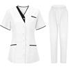 Generico Divisa Infermiere Donna Divisa Sanitaria Set con Casacca e Pantalone Medico | Scrub Medico Donna, Completo Due Pezzi, Tasche Capienti, Linea Professionale, Adatto a Cliniche, Ospedali e Studi Medici