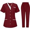 Generico Divisa Infermiere Donna Divisa Sanitaria Set con Casacca e Pantalone Medico | Scrub Medico Donna, Completo Due Pezzi, Tasche Capienti, Linea Professionale, Adatto a Cliniche, Ospedali e Studi Medici