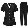 Generico Divisa Infermiere Donna Divisa Sanitaria Set con Casacca e Pantalone Medico | Scrub Medico Donna, Completo Due Pezzi, Tasche Capienti, Linea Professionale, Adatto a Cliniche, Ospedali e Studi Medici
