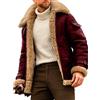 Generic Giacca in pelle foderata in sherpa da uomo in pelle scamosciata Sherpa Shearling Cappotto in pelle sintetica Cappotto invernale in pelle di pecora Giacca con colletto in pelliccia