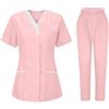 Generico Divisa Infermiere Donna Divisa Sanitaria Set con Casacca e Pantalone Medico | Scrub Medico Donna, Completo Due Pezzi, Tasche Capienti, Linea Professionale, Adatto a Cliniche, Ospedali e Studi Medici