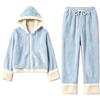 Generico Set Pigiama Natalizio Donna in Pile, 2 Pezzi con Felpa con Cappuccio E Pantaloni, Abbigliamento da Casa Caldo Invernale per Famiglia