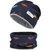 beifon Cappello e Sciarpa per Bambini Invernale Sciarpa Berretto in Maglia Cotone Morbido Elasticizzato a Doppio Beanie Cappello Scaldacollo per Primavera, Autunno e Inverno 2-8 Anni