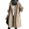 TDEOK Trench Coat - Giacca lunga da donna con cappuccio, oversize, vintage, elegante giacca invernale, a maniche lunghe, traspirante, giacca a vento