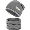 beifon Cappello e Sciarpa per Bambini Invernale Sciarpa Berretto in Maglia Cotone Morbido Elasticizzato a Doppio Beanie Cappello Scaldacollo per Primavera, Autunno e Inverno 2-8 Anni