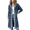 Generic Cardigan Lungo in Maglia Patchwork di Jeans da Donna, Trench Autunno | Cappotti Invernali Lunghi da Donna for L'autunno, Caldo Cappotto con Risvolto in Denim con Cappuccio