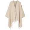 Liu Jo Poncho Donna con Stampa Monogram Jacquard, Beige | 100% Poliestere, Frange sul Fondo, Taglia Unica, Etichetta in Pelle, Vestibilità Ampia
