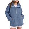 Generic 2026 - Giacca invernale da donna in pile caldo con cerniera, per camera da letto, senza cappuccio, in tinta unita, comoda giacca in pile Sherpa