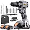 AKZWOXRO Trapano Avvitatore Batteria 21V, Brushless Avvitatore a Batteria con 2 Batterie da 2.0Ah, 45N.m di Coppia, 2 Velocità, 20+1 Coppia, 14 Accessori, Luce a LED, Per il fai da te