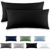 REDKEY Coppia di Federe 40 x 80 cm, Set di 2 Tessuti per Cuscino Letto, con Coperchio Ribaltabile (senza Cerniera), 100% Microfibra è morbida e traspirante，Nero