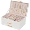 Dajasan Portagioie Donna a 3 Livelli, Porta Gioielli con 2 Cassetti, Portagioie in PU Pelle con Texture Verticale, Idea Regalo per Festa della Mamma, Compleanno e Natale, Moderno (Bianco)