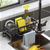 ViWaVee Organizer Cucina per Lavello con Vaschetta di Scarico Autodrenante, Adatto per Porta Spugne, Asciugamani, Porta Stracci, Super Accessori per Cucina e Bagno(Nero).