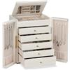 Dajasan Porta Gioielli a 6 Livelli, Portagioie Grande con 5 Cassetti e Specchio, Portagioie Donna da Camera, Design a Doppia Porta in Pelle Texture Verticale, Idea Regalo, Moderno (Beige)