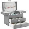 Dajasan Portagioie Donna a 4 Livelli, Porta Gioie Grande con 2 Cassetti, Organizzatore Salvaspazio in Velluto di Pregio, Supporto Metallico Mobile, Idea Regalo, Moderno (Grigio)