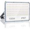 YIQIBRO Faretto LED da Esterno 100W 10000LM 6500K Faro LED Esterno, 1 Pezzi | Impermeabile IP67 Bianca Fredda Lampade LED, 105 LEDs Luci Esterno per Giardino, Terrazza, Garage, Magazzini, Sportivo