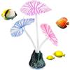 LuckyOpt Decorazione per serbatoio di pesce, decorazione in silicone con foglia di loto, decorazione per acquario, con ventosa, 3 loto e 1 collina artificiale Betta per serbatoio di pesce, acquario