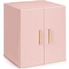 Dajasan Portagioie Donna, Grande Porta Gioielli con 3 Cassetti e Specchio, Scatola Portagioie in Pelle con Texture Verticale e Doppia Porta, Compleanno, Festa della Mamma, Moderno (Rosa)