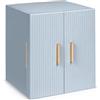 Dajasan Portagioie Donna 4 Livelli, Grande Porta Gioielli con 3 Cassetti e Specchio, Scatola Portagioie in Pelle con Texture Verticale e Doppia Porta, Idea Regalo, Moderno (Blu Fumo)