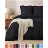 Utopia Bedding Copripiumino a Volant Matrimoniale 220x240cm - Nero | Microfibra Copripiumino 220x240cm + Federe 65x65cm