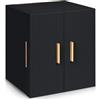 Dajasan Portagioie Donna Grande, 4 Livelli Scatola Portagioie con 3 Cassetti e Specchio, Porta Gioielli in Pelle con Texture Verticale e Doppia Porta, Idea Regalo, Moderno (Nero)