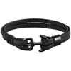 Emibele Bracciale da Uomo e Donna in Pelle, Braccialetto Multilivello Intrecciato Cuoio con Chiusura a Forma di Ancora Design Classico Ottima Idea Regalo per Uomini Donne Amanti - Nero+Argento