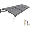 DAWNINGHOMM Pensilina da Esterno 100 x 300 cm Policarbonato Tettoia - Groove di Scarico, Protezione UV, Pioggia, Neve e Sole per Patio, Porta e Finestra