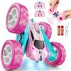 QUNREDA RC Cars, Rosa Telecomando Auto per Ragazze, 2.4 GHZ Doppio Lato RC Stunt Car Rotante 360 ° Telecomando Crawler con Fari Auto Giocattoli per 6 7 8 9 10 11 12 Ragazze Compleanno