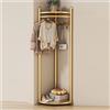 ZFUCMAYL Appendiabiti Angolare Mobile, Appendiabiti Da Ingresso In Acciaio Al Carbonio Con Spazio Di Archiviazione, Appendiabiti Indipendenti, Adatto For La Casa, La Camera Da Letto, Il Soggiorno(Gold)