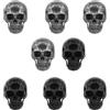Tinoaly 8pz Calamite da Frigo Teschio, Calamite Decorative da Frigorifero in Stile Gotico Spettrale Divertenti Decorazione di Halloween per Cucina Ufficio Lavagne Bianche e Armadietti (Nero, Argento)