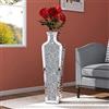 SHYFOY Grande Vaso da Terra Alto da Interno Vasi Moderni da Interno Alti, Design a Specchio e Diamante di Cristallo, per Decorazione del Pavimento del Soggiorno, 68 cm, Argento