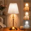 MeYuxg Lampada da comodino touch dimmerabile vintage, lampada LED da comodino touch dimmerabile, lampada da tavolo con fiocco, lampada da scrivania a LED ricaricabile con paralume in tessuto per camera da