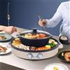 Xigner Hot Pot - Barbecue elettrico 2 in 1 e raschietto 2200 W, facile da pulire, per casa, padella e piano cottura (dorato)